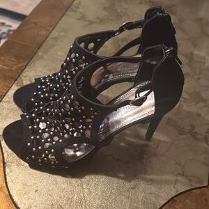 🔥Jennifer Lopez Black Studded Cutout Stiletto Heels